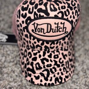Von Dutch Pink and Black Leopard Cap
